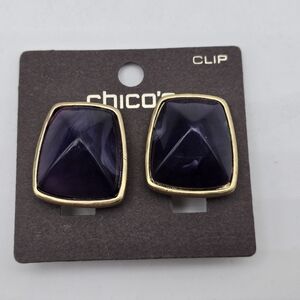 Chico's Gold and Purple Clip Earrings